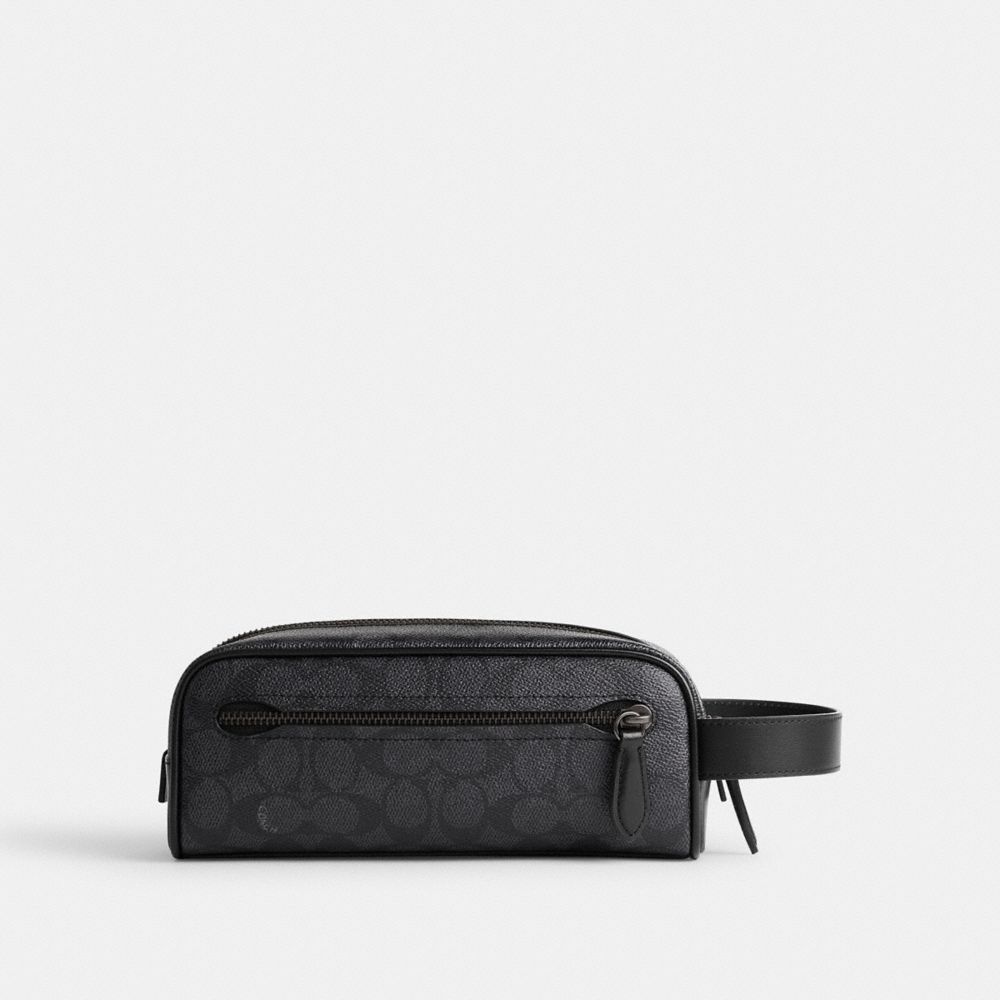 Technology Uomo Coach Travel Kit In Signature Canvas Grigie | ITBEY284