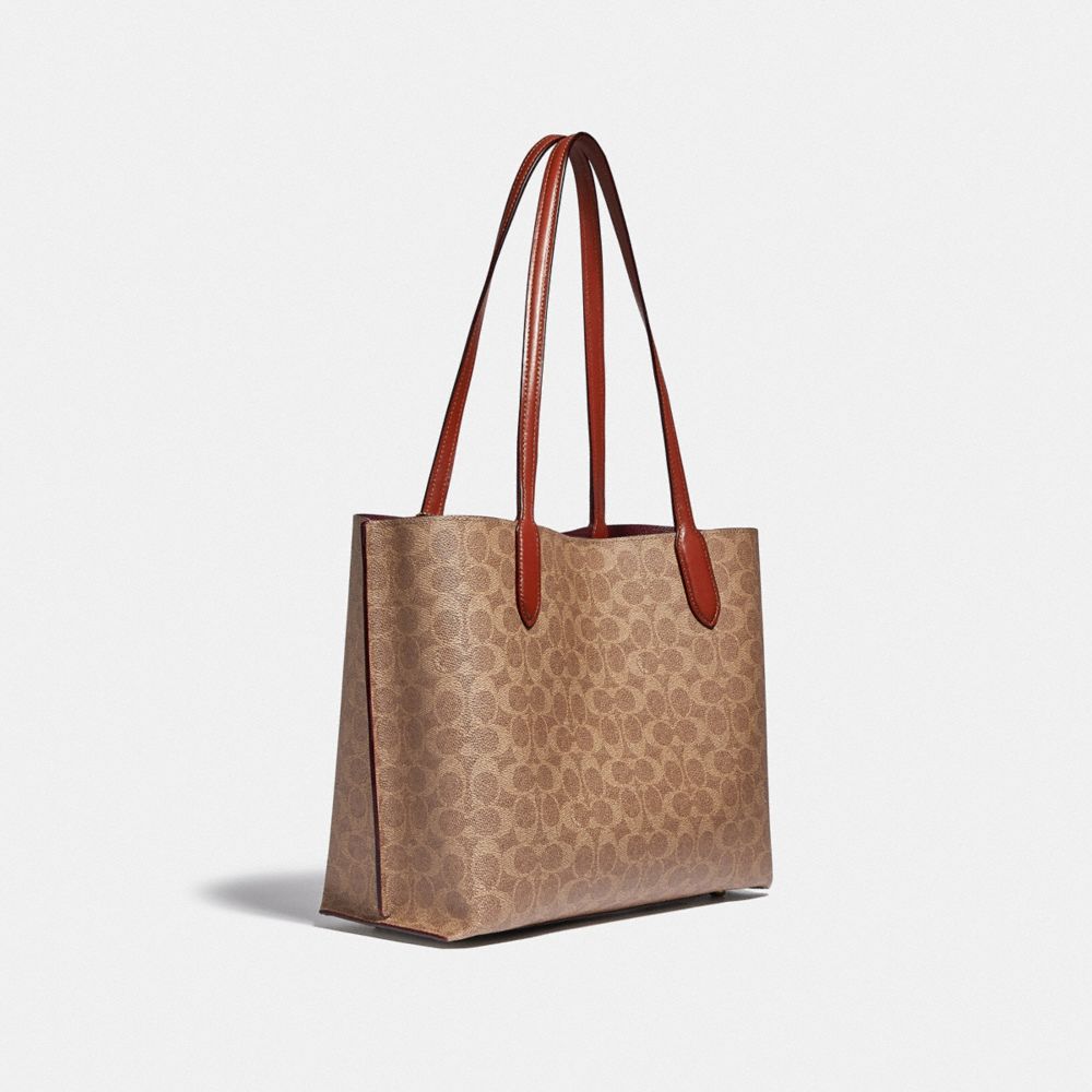 Tote Donna Coach Willow In Signature Canvas Marroni Rosse | ITMQR957