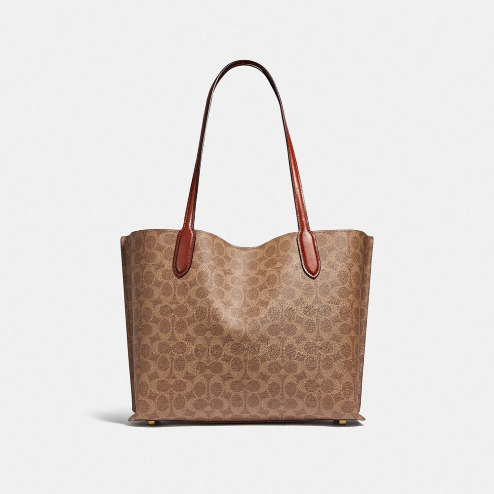 Tote Donna Coach Willow In Signature Canvas Marroni Rosse | ITMQR957