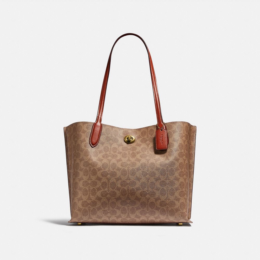 Tote Donna Coach Willow In Signature Canvas Marroni Rosse | ITMQR957