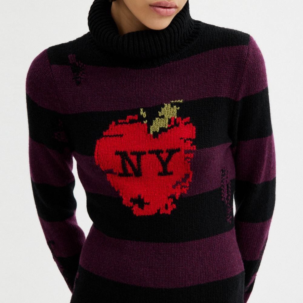 Vestito Donna Coach New York Apple Distressed Sweater Nere | ITYXZ406