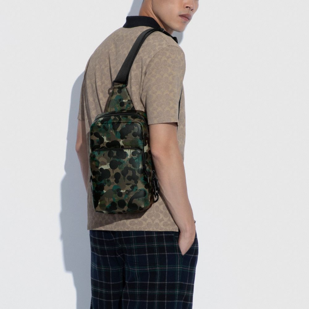 Zaino Uomo Coach Gotham Pack With Camo Print Nere Verdi Blu | ITHAK188