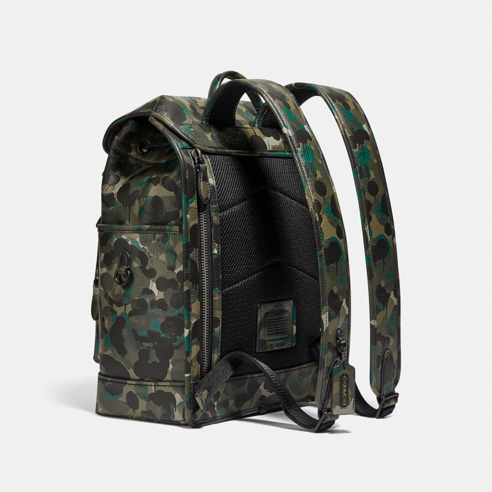 Zaino Uomo Coach League Flap With Camo Print Nere Verdi Blu | ITAHV193