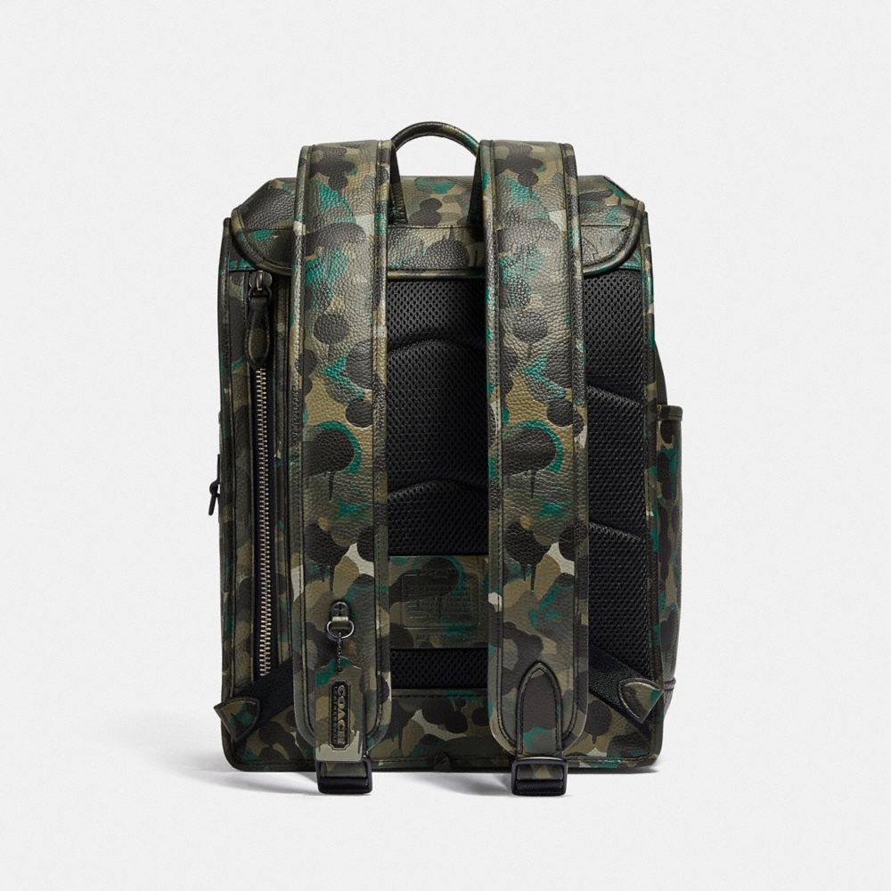 Zaino Uomo Coach League Flap With Camo Print Nere Verdi Blu | ITAHV193